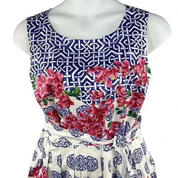Tablots NWT 16p Mosaic Floral Sateen Fit & Flare Dress Cottagecore MSRP 169.00 - Picture 4 of 16